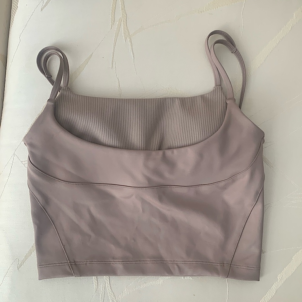 ALO Yoga Mauve Dusty Pink Ribbed Back Crop Top